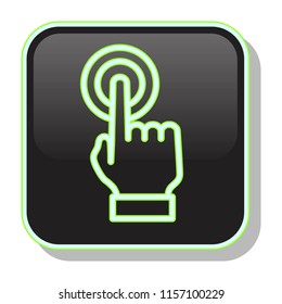 Hand Click Icon. Hand Cursor. Touch Screen Gesture concept. Editable stroke flat icons. Simple thin line art logo. Neon web app button. Vector illustration. 