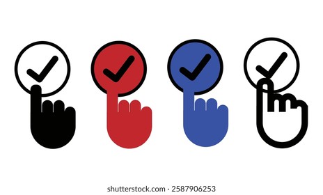 Hand click icon, Hand Finger Touch, Swipe, Click, Press and Tap Line Icon Set. Double Click and Tap Sign. Gesture Slide Left and Right Outline Icon Collection