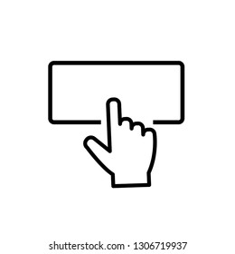 Hand click icon flat outline on white background