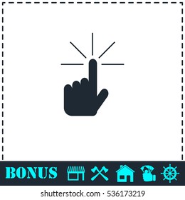 Hand click icon flat. Simple vector symbol and bonus icon