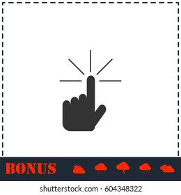Hand click icon flat. Simple vector symbol and bonus icon
