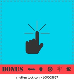 Hand click icon flat. Simple vector symbol and bonus icon