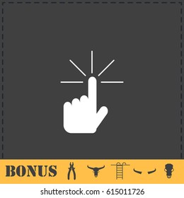 Hand click icon flat. Simple vector symbol and bonus icon