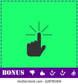 Hand click icon flat. Simple vector symbol and bonus icon