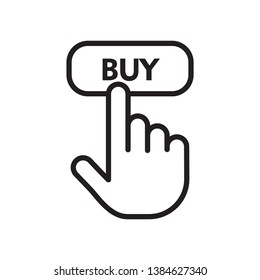 hand click icon line thin sign, with buy button, vector, eps 10