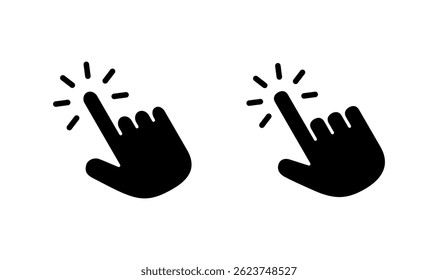Diseño del logotipo del icono del Hacer clic de la mano. signo y símbolo del puntero. icono del cursor de la mano