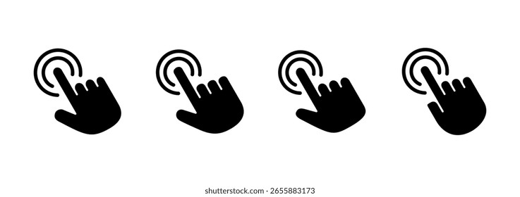 Diseño del logotipo del icono del Hacer clic de la mano. signo y símbolo del puntero. icono del cursor de la mano