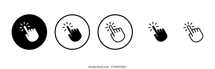 Ícone de clique com a mão design de logotipo. sinal de ponteiro e símbolo. ícone de cursor da mão