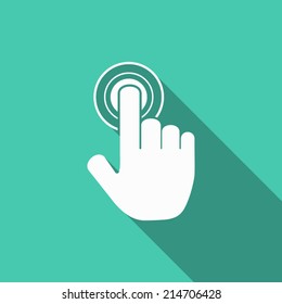 hand click icon with long shadow