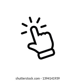 Hand click icon, mouse clicking pointer.