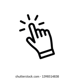 Hand click icon, mouse clicking pointer.
