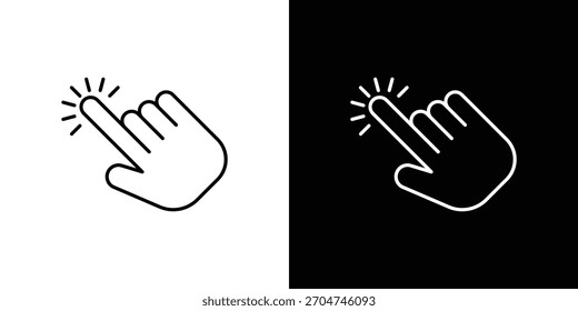 Pixel de icono de Hacer clic de mano perfecto. Símbolo de contorno. Dibujo lineal simple.