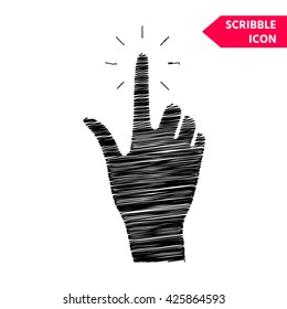 Hand click icon. Scribble icon for you design.