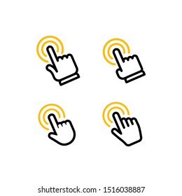 
Hand click icon set. Clicking pointers. Isolated vector collection.