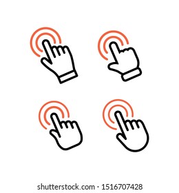 
Hand click icon set. Clicking pointers. Isolated vector collection.