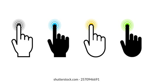 Hand click icon set. Clicking finger icon. Pointer icon vectors. Hand cursor icon vectors
