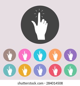 Hand click icon. Set of colored icons.