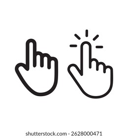 Clique com o botão direito do mouse no conjunto de ícones. cursor da mão vetores, conjunto de mãos. contém cursor, ponteiro, toque na tela ícone ícone símbolo sinal. ilustração de vetor, Coração no ícone da mão