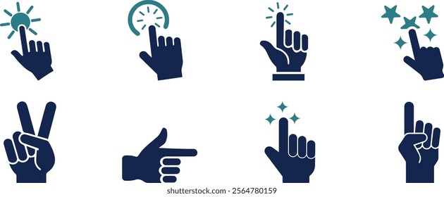 Hand click icon  set flat vector 