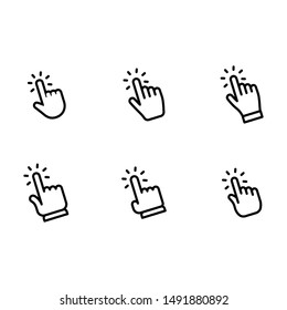Hand click icon. Set of hands clicking.