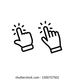 Hand click icon. Set of hands clicking.