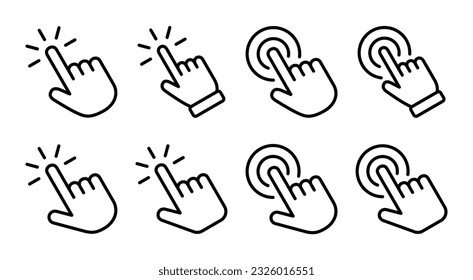Hand click icon set illustration. pointer sign and symbol. hand cursor icon