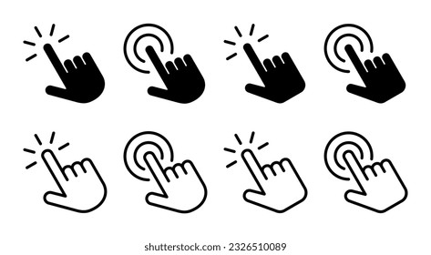 Hand click icon set illustration. pointer sign and symbol. hand cursor icon