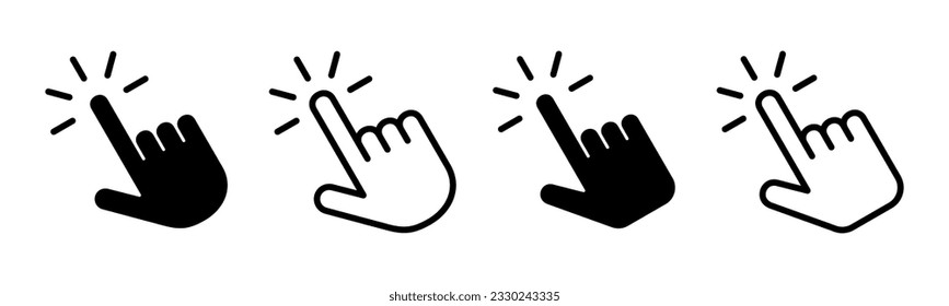 Hand click icon set illustration. pointer sign and symbol. hand cursor icon