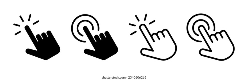 Hand click Icon Set Illustration. Zeigerzeichen und -zeichen. Zeigersymbol