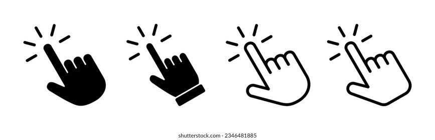 Hand click icon set illustration. pointer sign and symbol. hand cursor icon