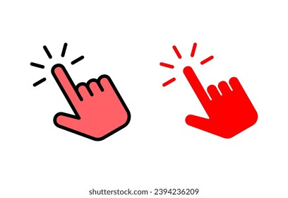 Ilustración del conjunto de iconos con la mano. símbolo y signo de puntero. icono del cursor de mano
