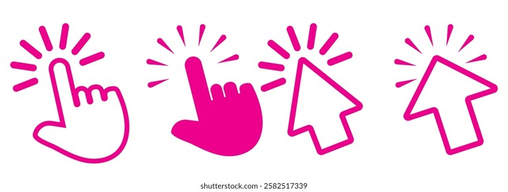 Hand click icon set illustration. pointer sign and symbol. hand cursor icon