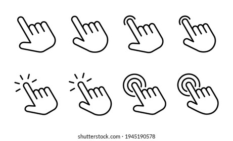 Hand click icon set. pointer icon vector. hand cursor icon vector