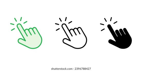 Hand click icon set. pointer icon vector. hand cursor icon vector