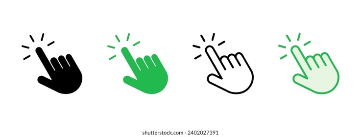 Hand click icon set. pointer icon vector. hand cursor icon vector