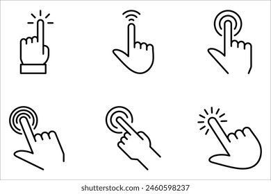 Hand click icon set. pointer icon vector. touch screen symbol on white background 