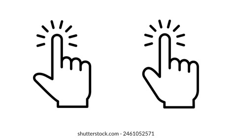 Conjunto de iconos de Hacer clic de mano. Vector de puntero. Vector de cursor de mano