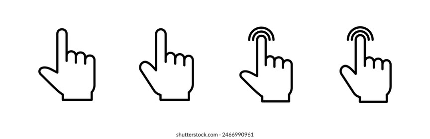 Conjunto de iconos de Hacer clic de mano. Vector de puntero. Vector de cursor de mano