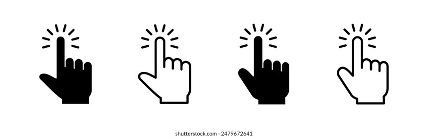 Hand click icon set. pointer icon vector. hand cursor icon vector