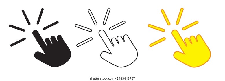 Hand click icon set. pointer icon vector. hand cursor icon vector