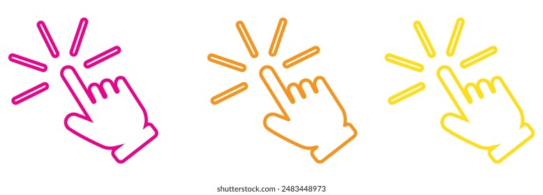 Hand click icon set. pointer icon vector. hand cursor icon vector