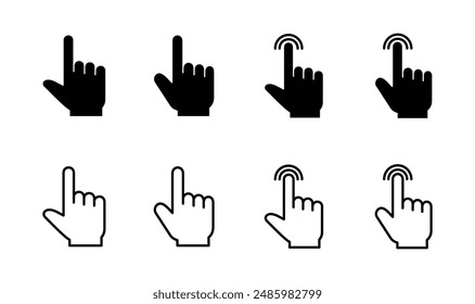 Hand click icon set. pointer icon vector. hand cursor icon vector