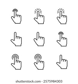 Hand click icon set. pointer icon vector. hand cursor icon vector