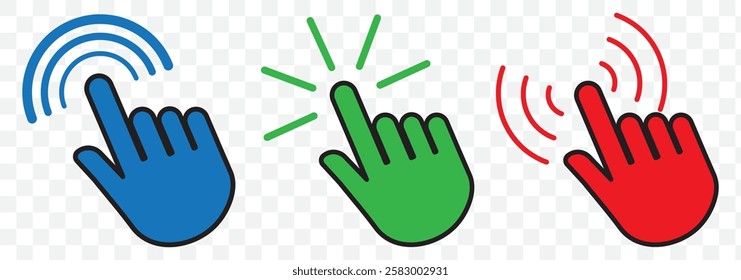 Hand click icon set. pointer icon vector. hand cursor icon vector. Eps 10.