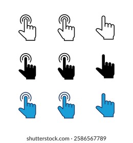 Hand click icon set. pointer icon vector. hand cursor icon vector