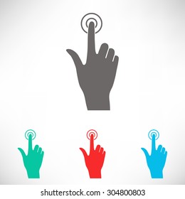 Hand click icon. Set of varicolored icons.