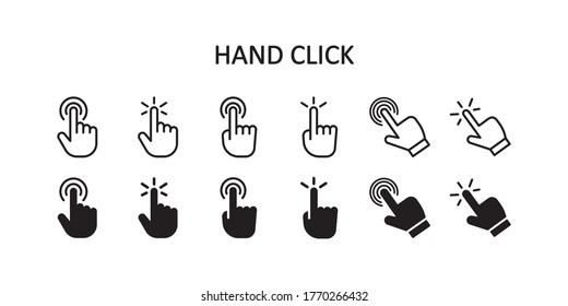 Hand click icon set. Vector graphic illustration. Suitable for website design, logo, app, template, and ui.