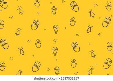 Conjunto de iconos de Hacer clic de mano Signo de puntero de Vector y símbolo icono de cursor de mano Negro PNG Silueta