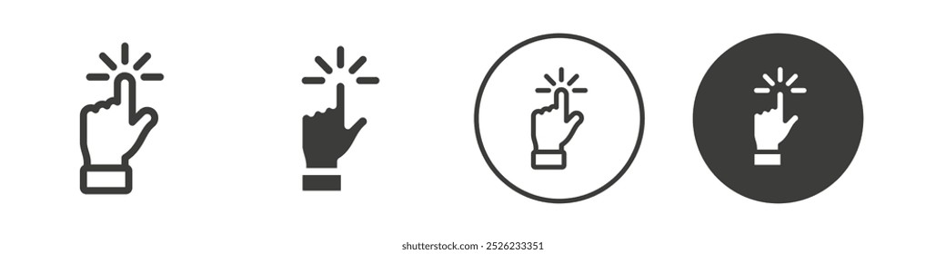 Ícone de clique com a mão Simples contorno do logotipo do vetor