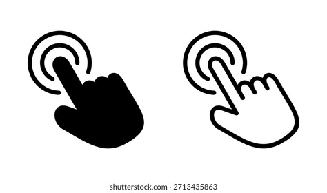 Icono de Hacer clic de mano para App y Sitios web. símbolo de puntero y símbolo. icono de cursor de mano